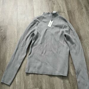 Babaton Aritzia Gray Ribbed Knit Top